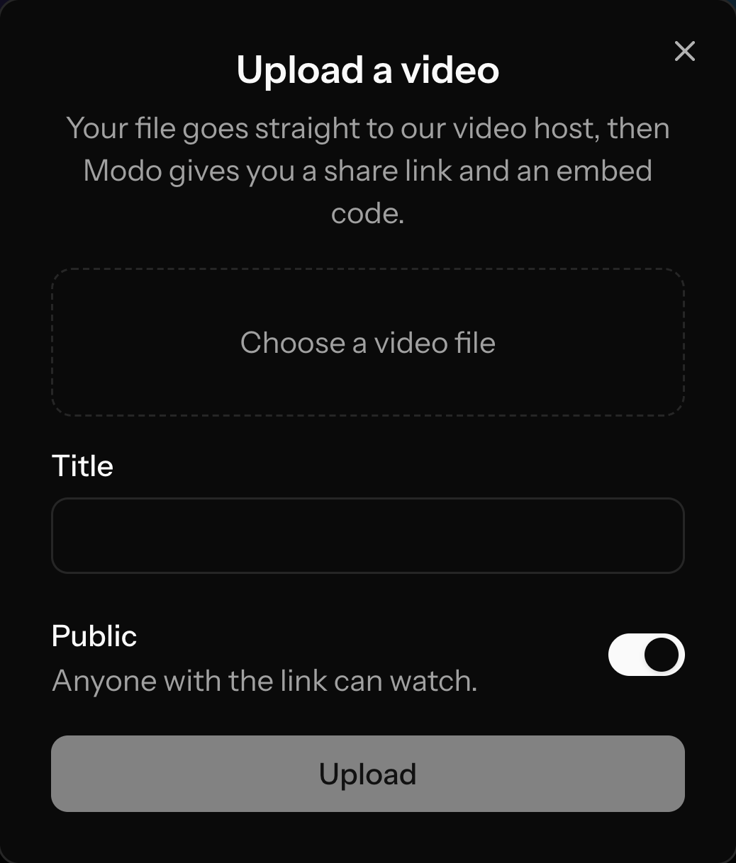 Uploading a video in the web app