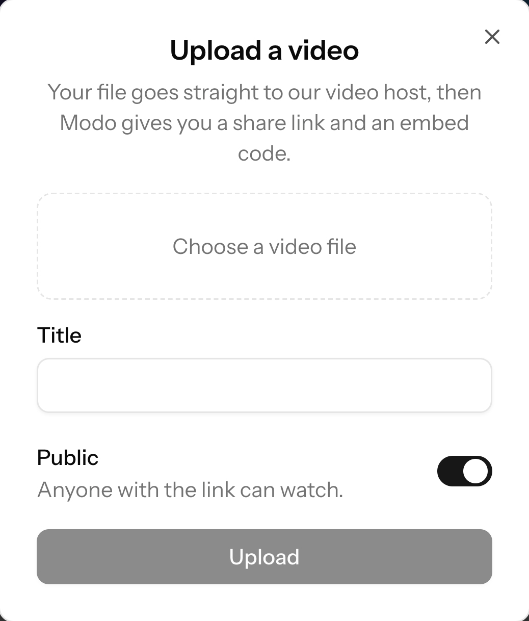 Uploading a video in the web app